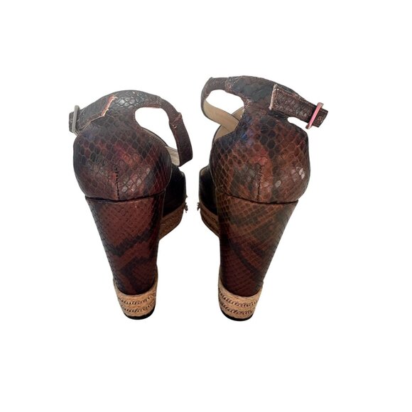 BRIAN ATWOOD Dekota Brown Leather Espadrille Wedges Size 7.5 - Picture 4 of 8